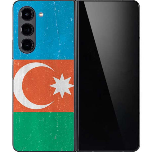 Azerbaijan Flag Distressed Galaxy Z Fold5 5G Skin