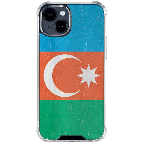 Azerbaijan Flag Distressed iPhone 15 Clear Case