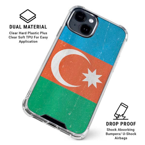 Azerbaijan Flag Distressed iPhone 15 Clear Case