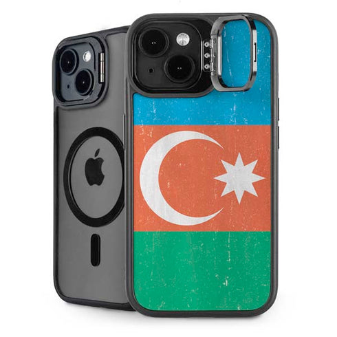 Azerbaijan Flag Distressed iPhone 15 Kickstand Case