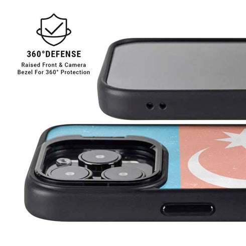 Azerbaijan Flag Distressed iPhone 15 Pro Max Kickstand Case