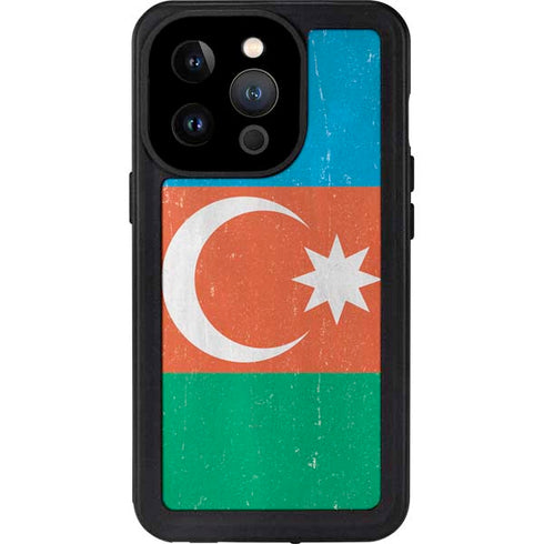 Azerbaijan Flag Distressed iPhone 15 Pro Waterproof Case