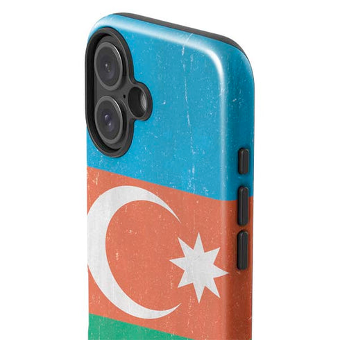 Azerbaijan Flag Distressed iPhone 16 Impact Case