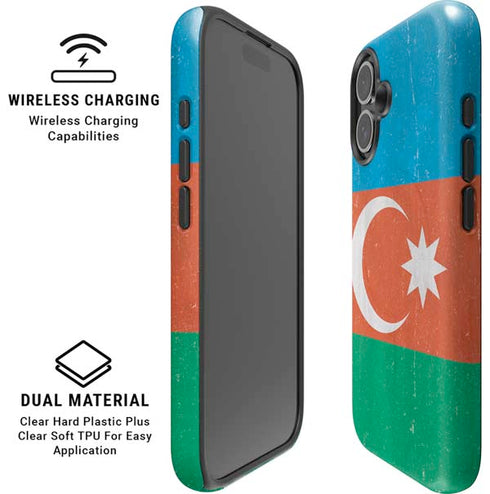 Azerbaijan Flag Distressed iPhone 16 Magsafe Impact Case
