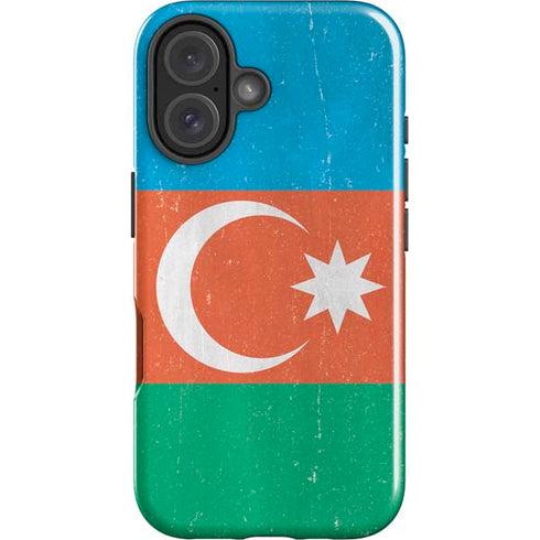 Azerbaijan Flag Distressed iPhone 16 Plus Impact Case