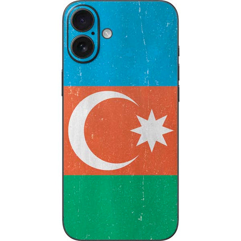 Azerbaijan Flag Distressed iPhone 16 Plus Skin