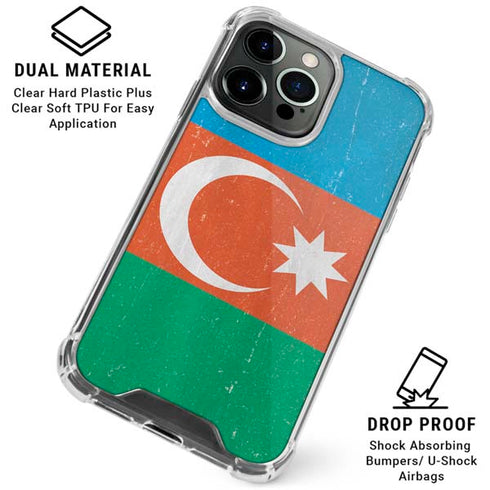 Azerbaijan Flag Distressed iPhone 16 Pro Clear Case