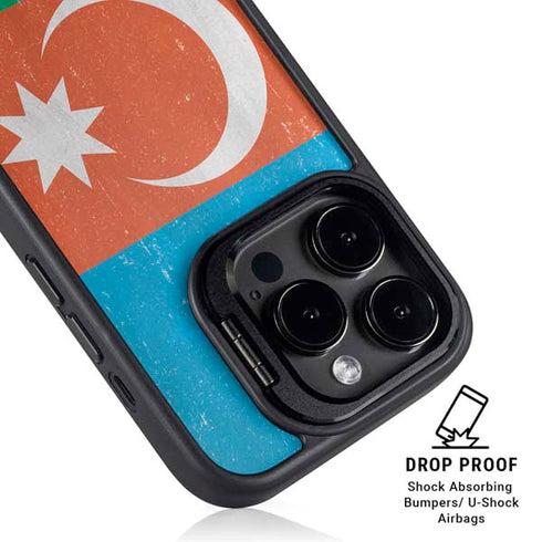 Azerbaijan Flag Distressed iPhone 16 Pro Kickstand Case