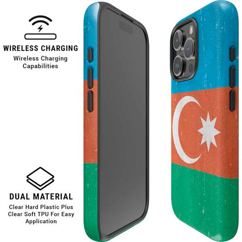 Azerbaijan Flag Distressed iPhone 16 Pro Magsafe Impact Case
