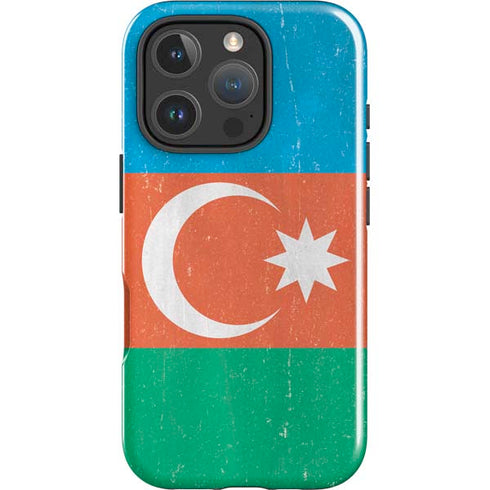 Azerbaijan Flag Distressed iPhone 16 Pro Max Impact Case