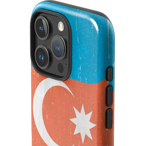 Azerbaijan Flag Distressed iPhone 16 Pro Max Impact Case