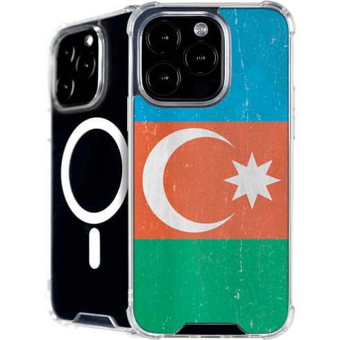 Azerbaijan Flag Distressed iPhone 16 Pro Max MagSafe Case