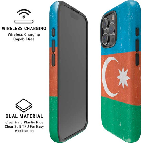 Azerbaijan Flag Distressed iPhone 16 Pro Max Magsafe Impact Case