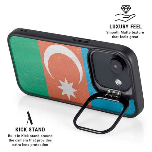 Azerbaijan Flag Distressed iPhone 16e Kickstand Case