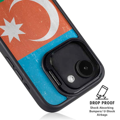 Azerbaijan Flag Distressed iPhone 16e Kickstand Case