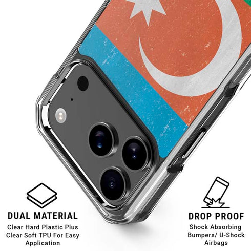 Azerbaijan Flag Distressed iPhone 18 Pro Clear Case