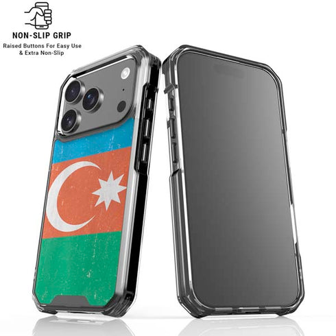 Azerbaijan Flag Distressed iPhone 18 Pro Clear Case