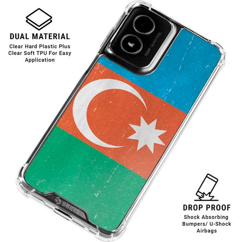 Azerbaijan Flag Distressed Moto G Power 5G (2024) Clear Case