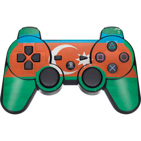 Azerbaijan Flag Distressed PS3 Dual Shock wireless controller Skin