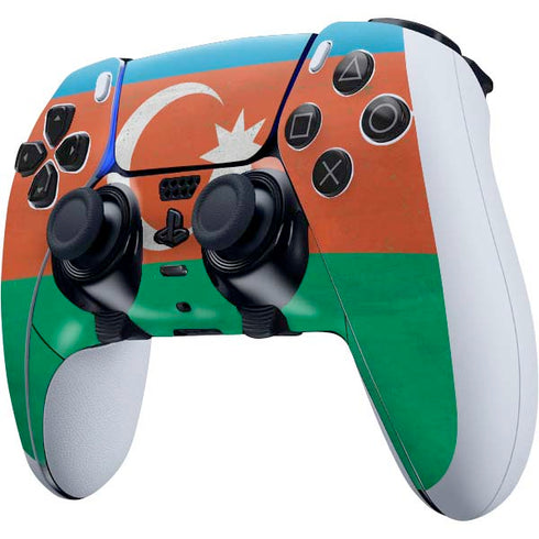 Azerbaijan Flag Distressed PS5 DualSense Edge Pro Controller Skin