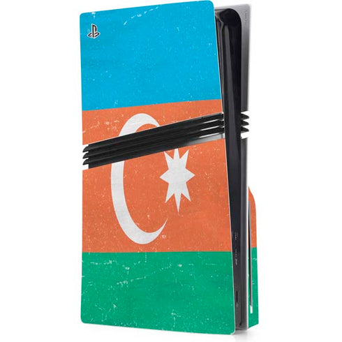 Azerbaijan Flag Distressed PS5 Pro Disk Console Skin