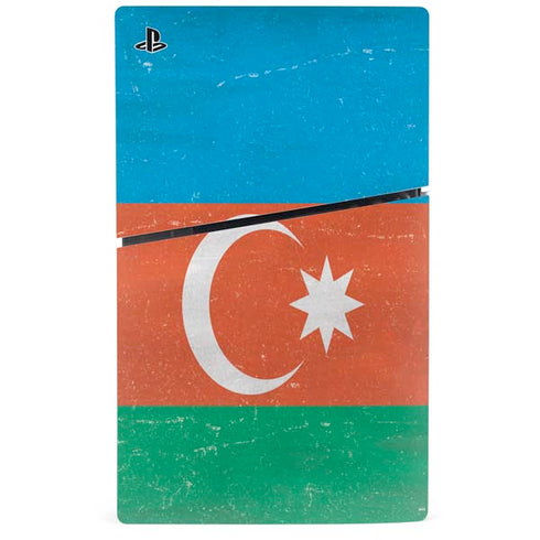 Azerbaijan Flag Distressed PS5 Slim Digital Edition Console Skin