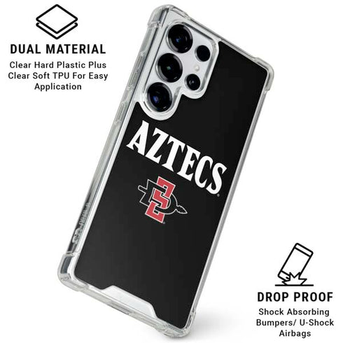 San Diego State University Aztecs Black Galaxy S25 Ultra Clear Case