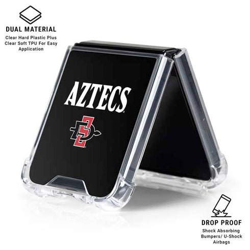 San Diego State University Aztecs Black Galaxy Z Flip7 Clear Case