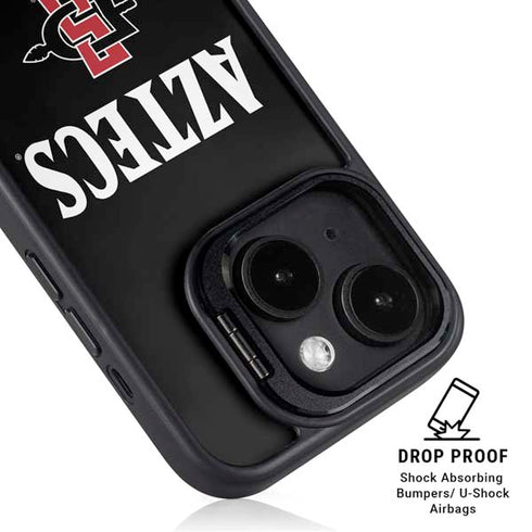 San Diego State University Aztecs Black iPhone 15 Kickstand Case