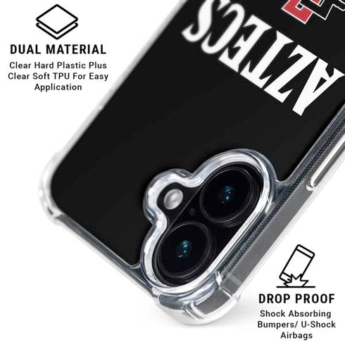 San Diego State University Aztecs Black iPhone 16 Plus Clear Case