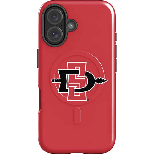 San Diego State University Aztecs Red Logo iPhone 16 Magsafe Impact Case