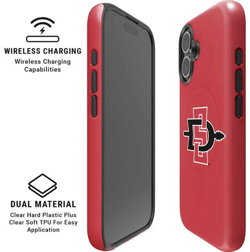 San Diego State University Aztecs Red Logo iPhone 16 Magsafe Impact Case