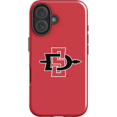 San Diego State University Aztecs Red Logo iPhone 16 Plus Impact Case