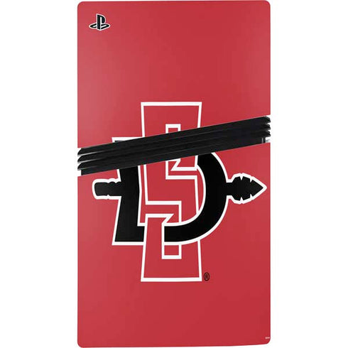 San Diego State University Aztecs Red Logo PS5 Pro Disk Bundle Skin