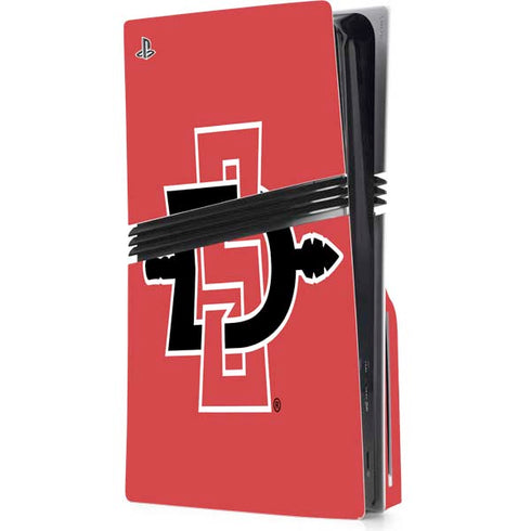 San Diego State University Aztecs Red Logo PS5 Pro Disk Console Skin