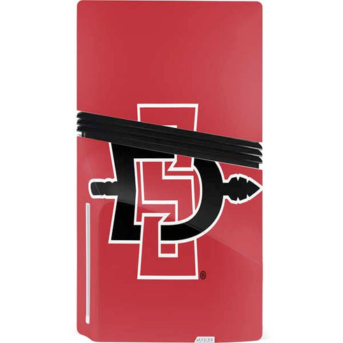 San Diego State University Aztecs Red Logo PS5 Pro Disk Console Skin