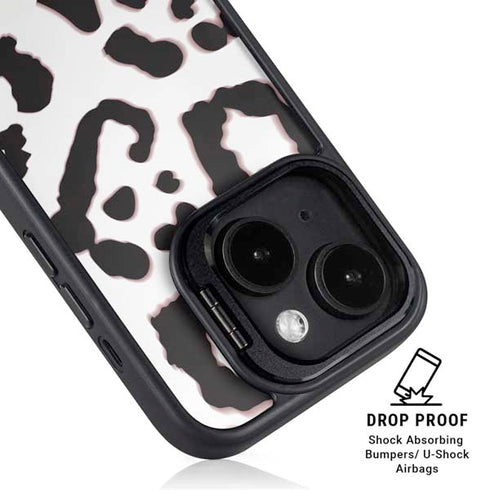B&W Leopard iPhone 15 Kickstand Case