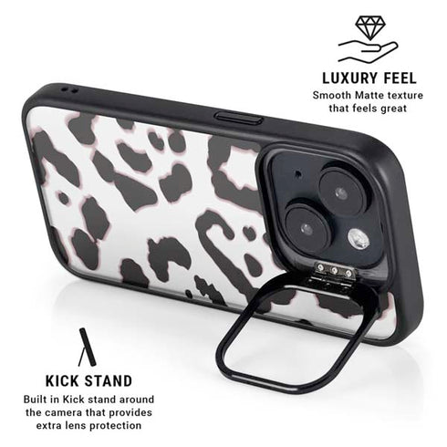 B&W Leopard iPhone 15 Plus Kickstand Case