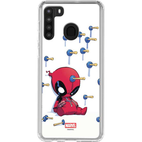 Marvel Deadpool Babypool Playing Galaxy A21 Clear Case