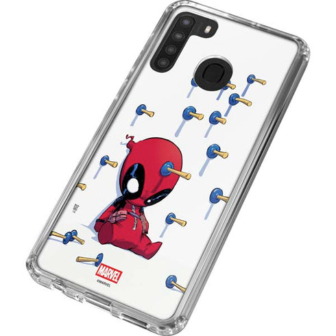 Marvel Deadpool Babypool Playing Galaxy A21 Clear Case