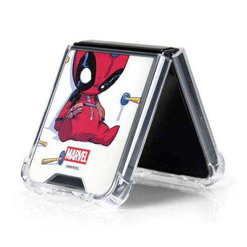 Marvel Deadpool Babypool Playing Galaxy Z Flip5 5G Clear Case