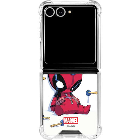 Marvel Deadpool Babypool Playing Galaxy Z Flip7 Clear Case