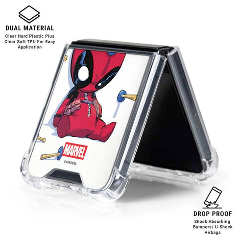 Marvel Deadpool Babypool Playing Galaxy Z Flip7 Clear Case
