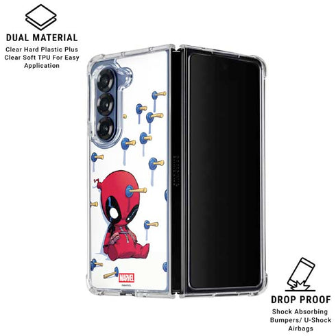 Marvel Deadpool Babypool Playing Galaxy Z Fold7 Clear Case