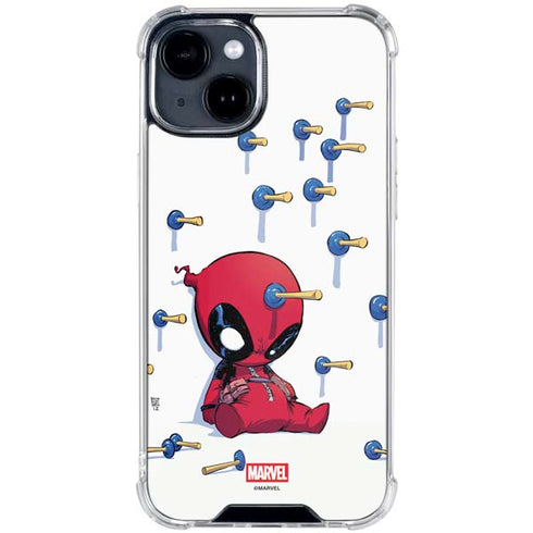 Marvel Deadpool Babypool Playing iPhone 14 Plus Clear Case