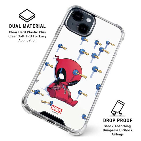 Marvel Deadpool Babypool Playing iPhone 14 Plus Clear Case