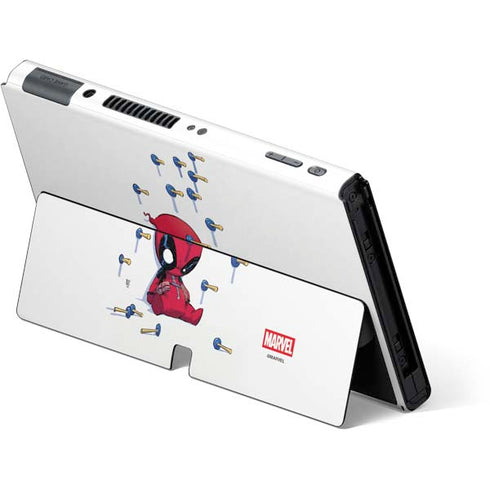 Marvel Deadpool Babypool Playing Nintendo Switch OLED (2021) Skin