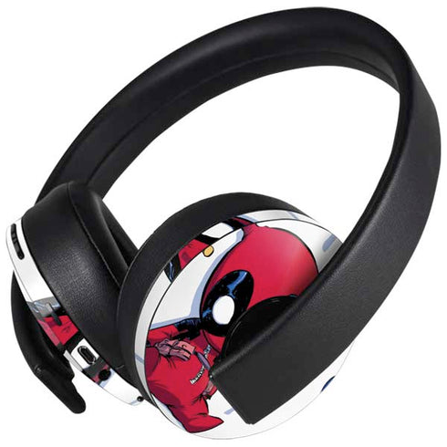 Marvel Deadpool Babypool Playing PlayStation 4 Gold Wireless Headset Skin