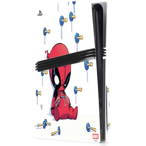Marvel Deadpool Babypool Playing PS5 Pro Disk Console Skin