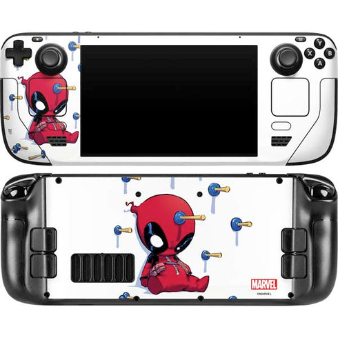 Marvel Deadpool Babypool Playing Steam Deck Handheld Gaming Computer OLED Skin